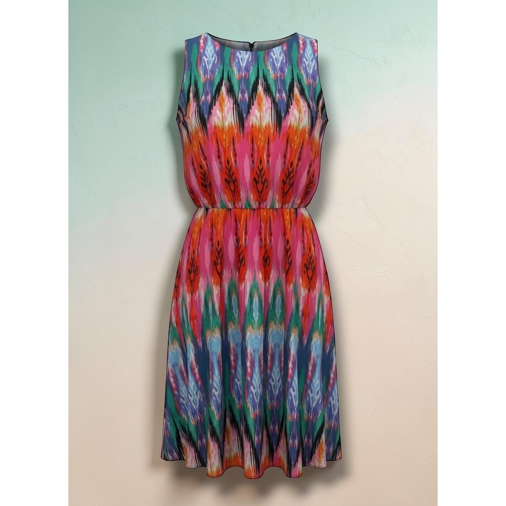 Athleta Ikat Print Tassel Tulip Hem Sleeveless Summer Dress XXS